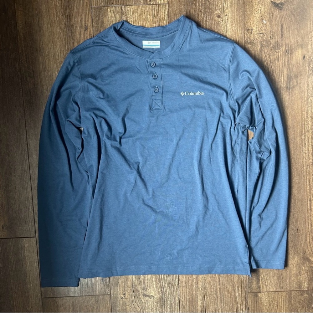 Columbia Blue Long Sleeve Henley Shirt